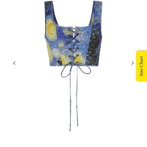 Starry Night Inspired Lace-Up Corset Top